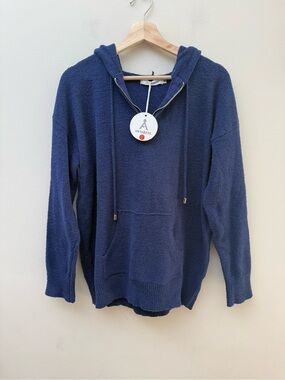 Anrabess NWT Navy Fuzzy Hooded Pullover